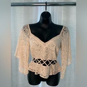 Beige Lace Bebe Blouse